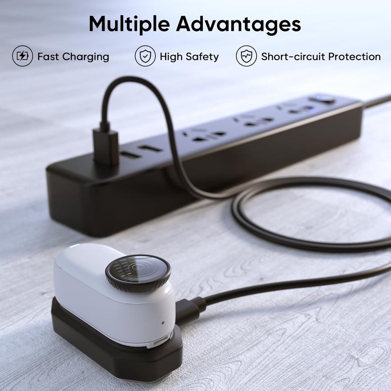 BLIKEJIN قاعدة شحن لكاميرا Insta360 Go 3S/ Go 3 شاحن بديل (2 كابلات USB-A وType-C) - Image 4